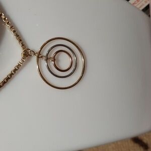 Genuine Solid 14K Tri-Gold dangle Pendant Yellow Rose White Circles OF Life New